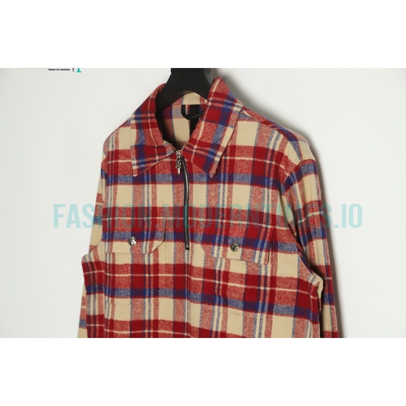 Chrome Hearts - Flannel Plaid Half-zip Shirt