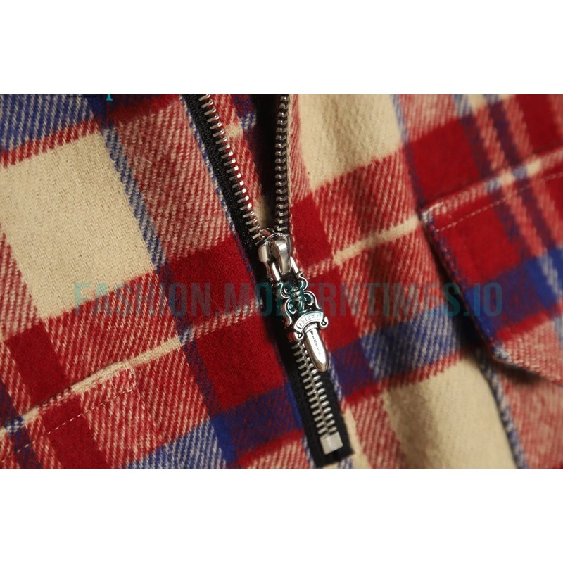 Chrome Hearts - Flannel Plaid Half-zip Shirt