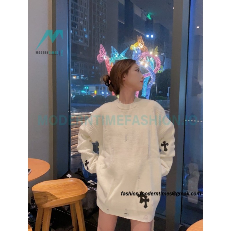 Chrome Hearts - Cross Leather Crewneck Sweater
