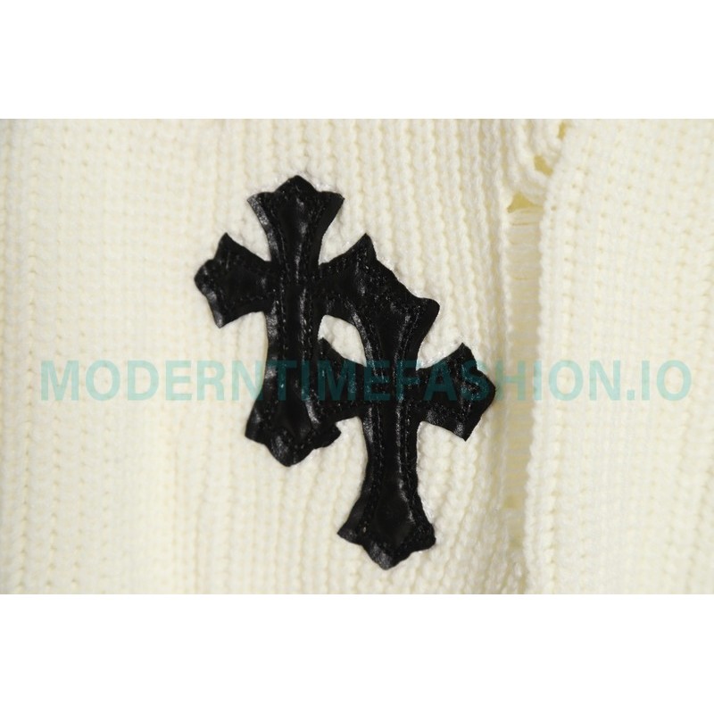 Chrome Hearts - Cross Leather Crewneck Sweater