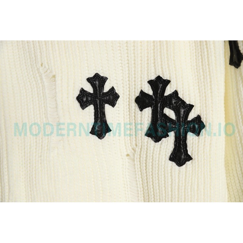 Chrome Hearts - Cross Leather Crewneck Sweater