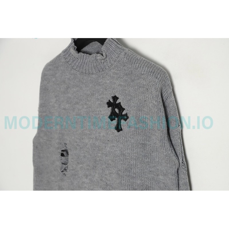 Chrome Hearts - Cross Leather Crewneck Sweater