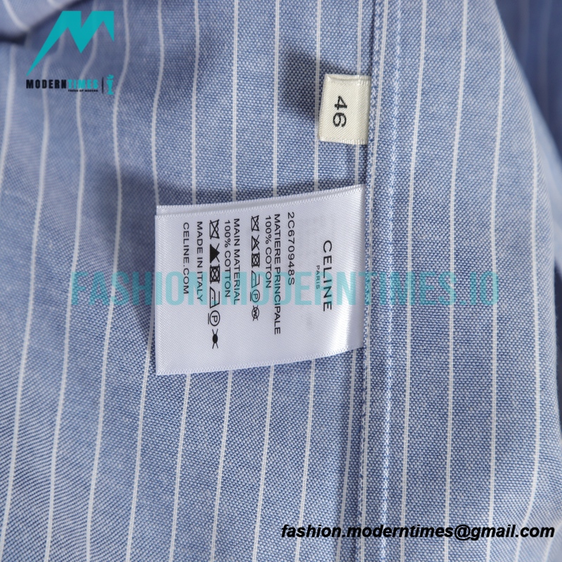 Celine - 23SS Small Embroidery Vertical Stripe Long-sleeved Shirt