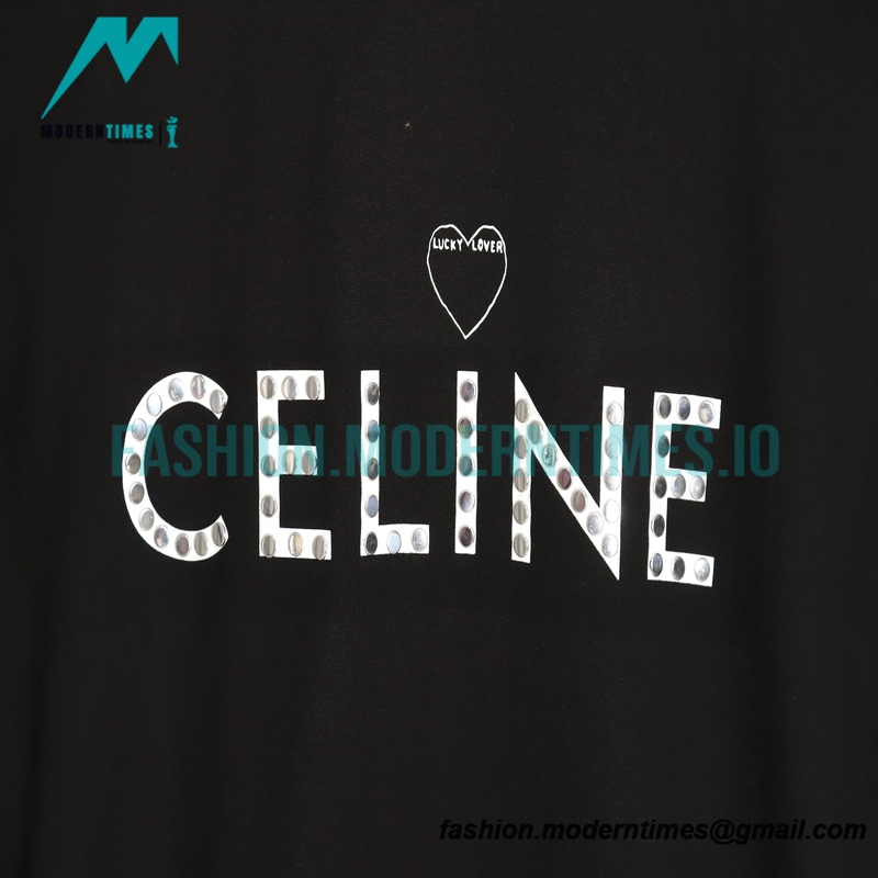 Celine - 22SS Studded Heart Letter Short Sleeve T-shirt