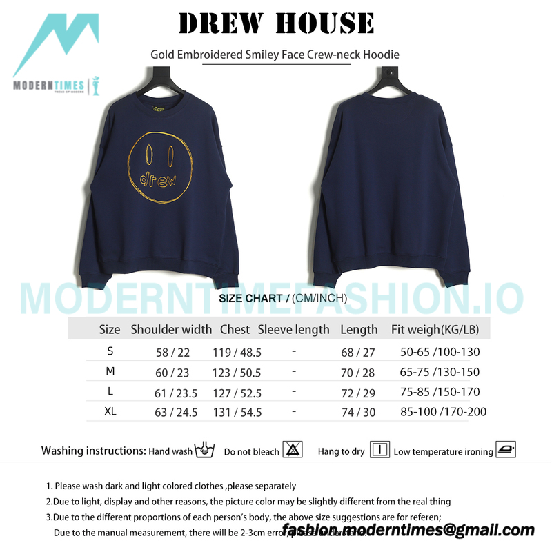 Drew House - Gold Embroidered Smiley Face Crew-neck Hoodie 