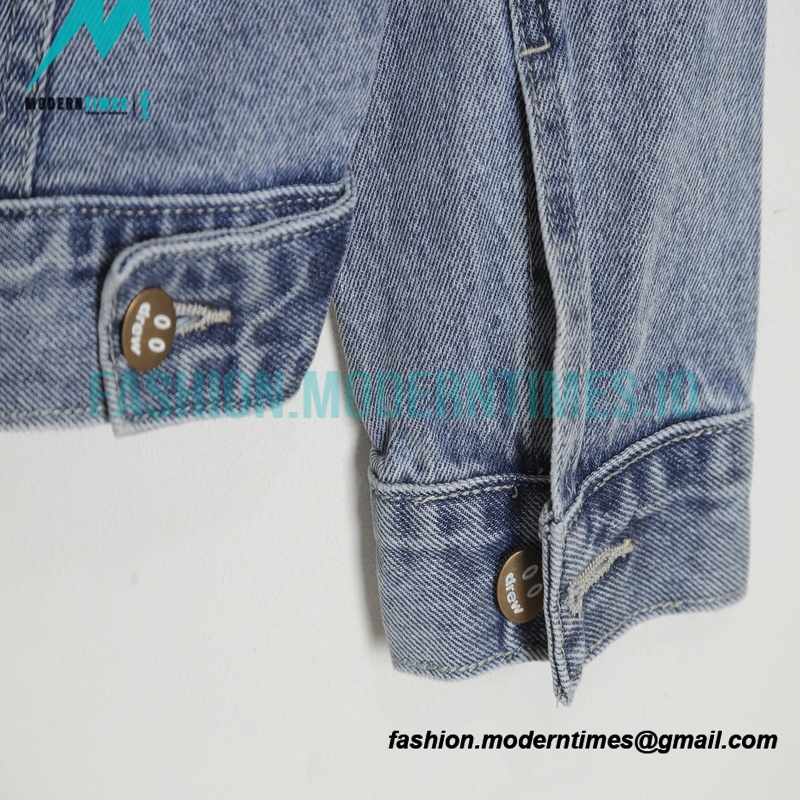 Drew House - Old Denim Jacket With Smiley Face Pattern Washed