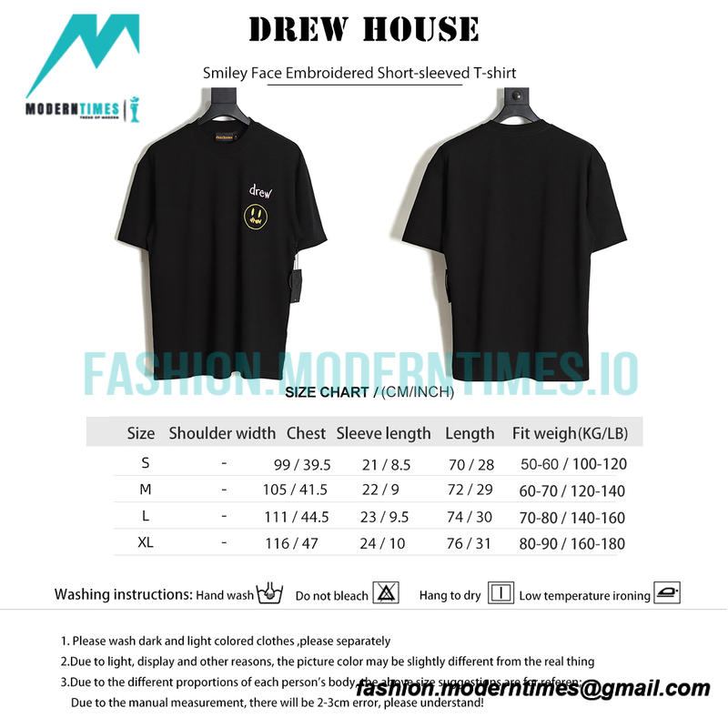 Drew House - Smiley Face Embroidered Short-sleeved T-shirt