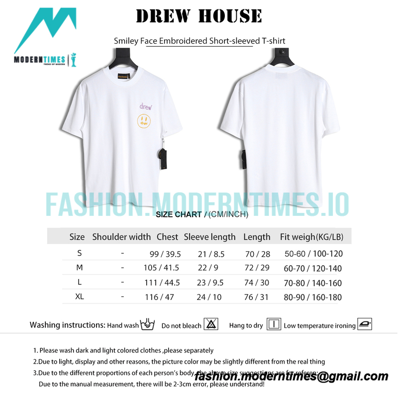 Drew House - Smiley Face Embroidered Short-sleeved T-shirt