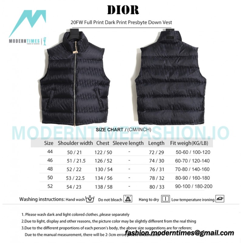 Dior - 20FW Full Print Dark Print Presbyte Down Vest
