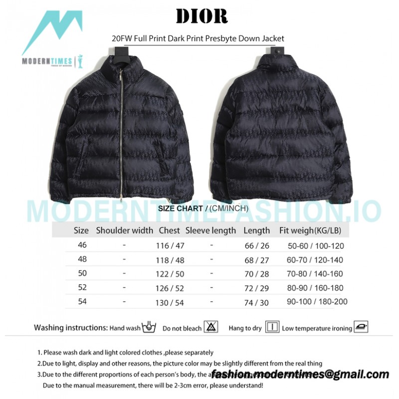 Dior - 20FW Full Print Dark Print Presbyte Down Jacket