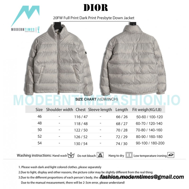 Dior - 20FW Full Print Dark Print Presbyte Down Jacket