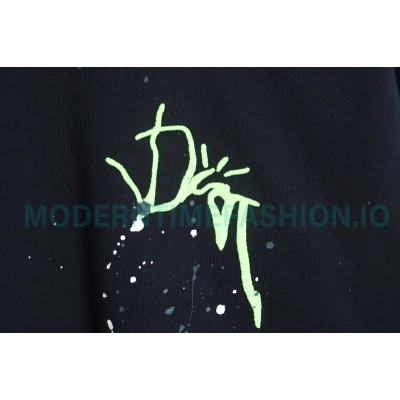 Dior - Splash Ink Embroidery Logo Round Neck Hoodie