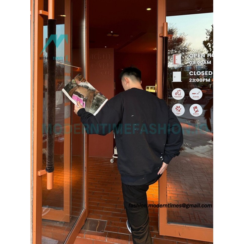 Dior - Splash Ink Embroidery Logo Round Neck Hoodie