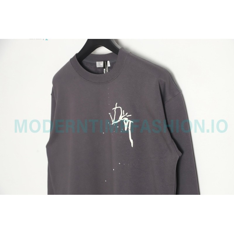 Dior - Splash Ink Embroidery Logo Round Neck Hoodie