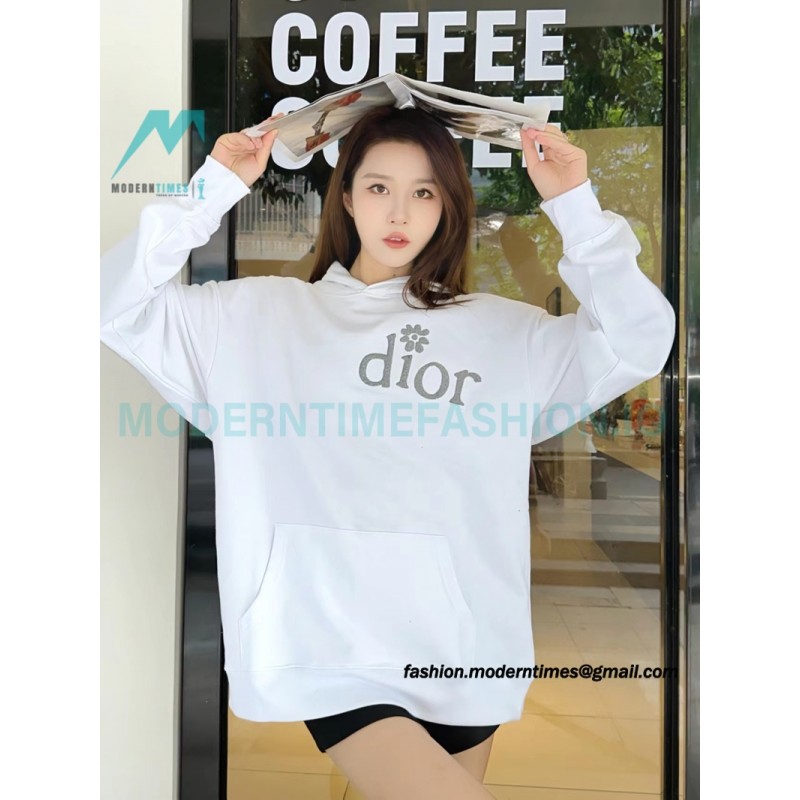 Dior - Erl Embroidered Floral Letter Cotton Hoodie