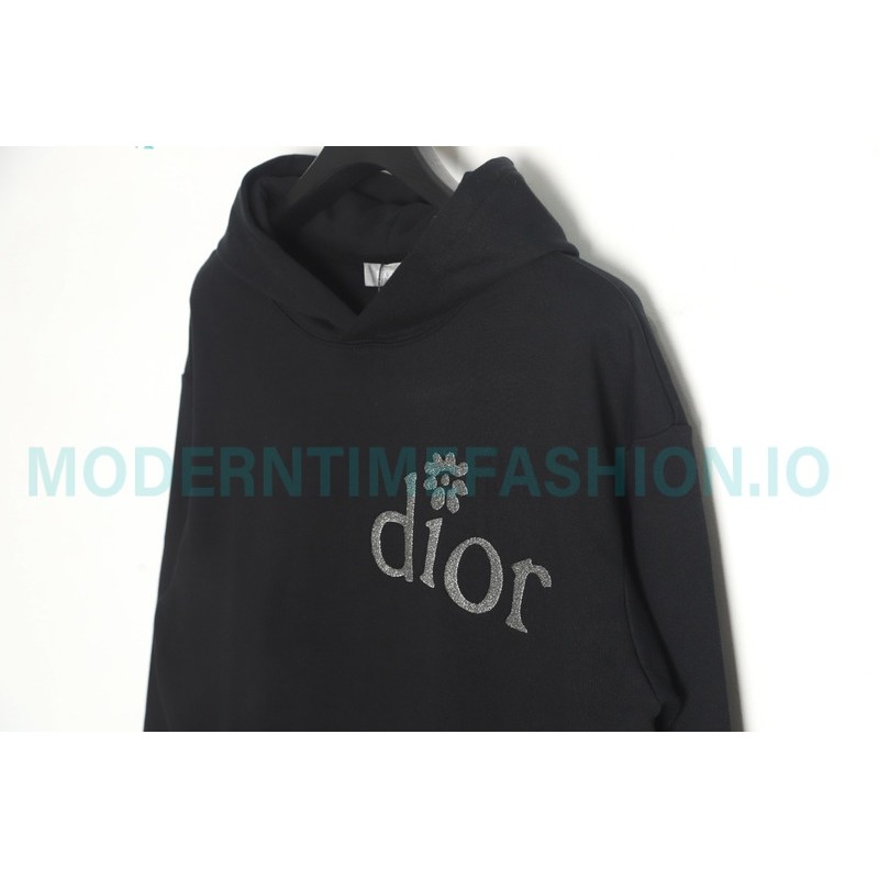 Dior - Erl Embroidered Floral Letter Cotton Hoodie
