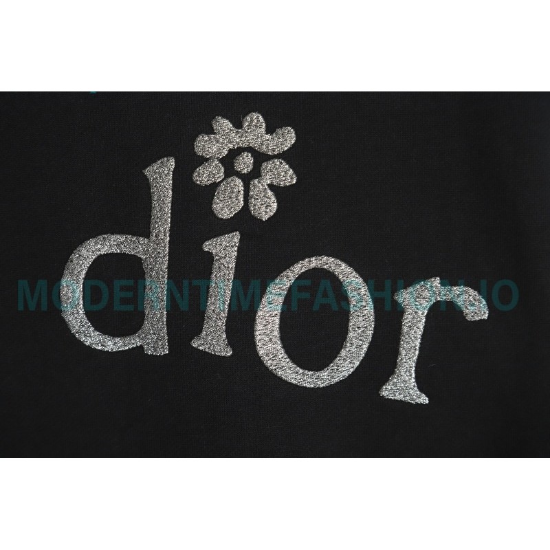 Dior - Erl Embroidered Floral Letter Cotton Hoodie