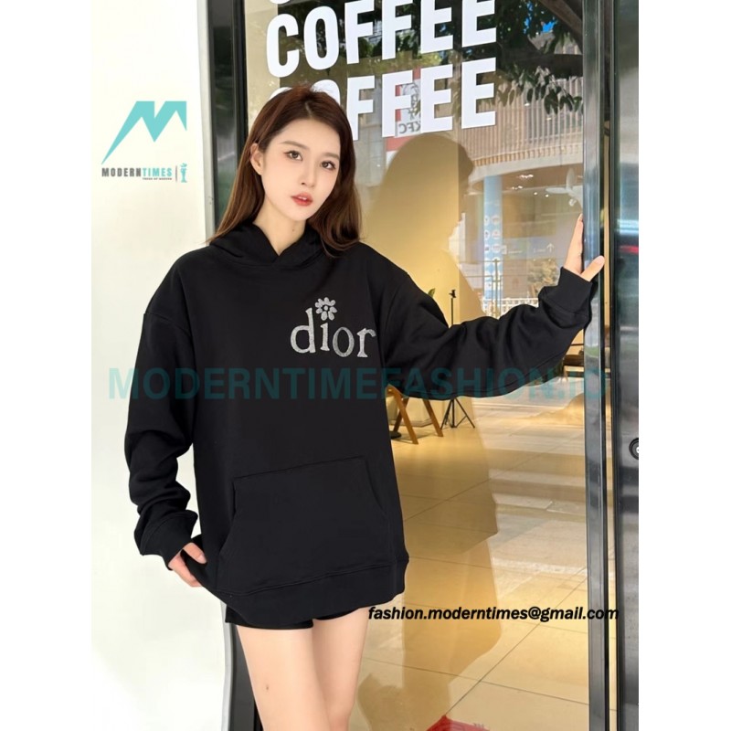 Dior - Erl Embroidered Floral Letter Cotton Hoodie