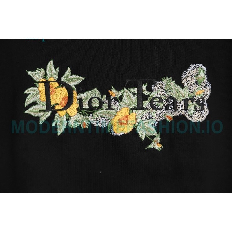 Dior - CD Floral Letter Logo Three-dimensional Embroidery Round Neck Hoodie