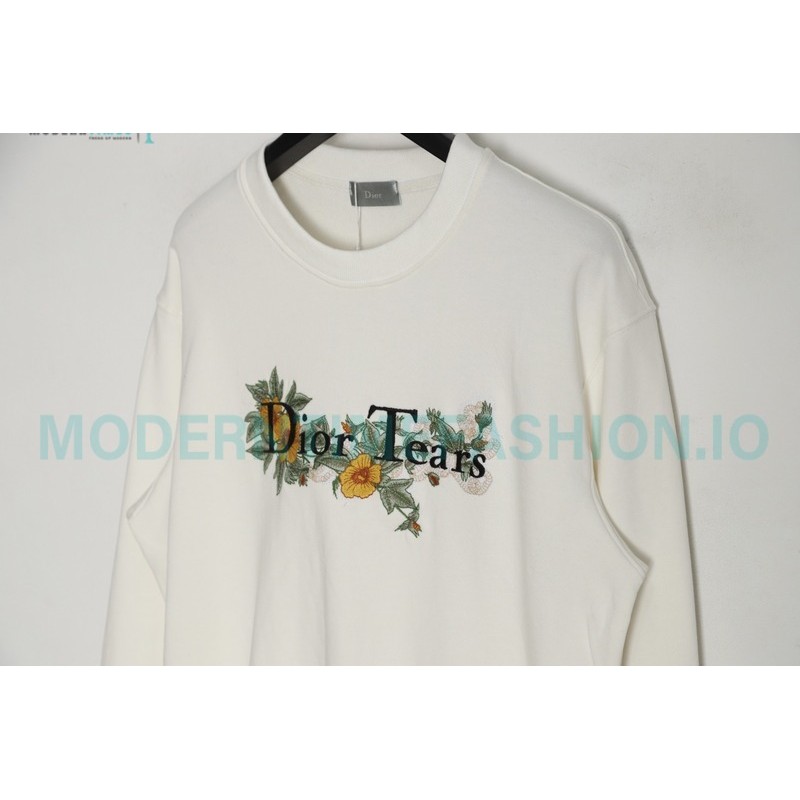 Dior - CD Floral Letter Logo Three-dimensional Embroidery Round Neck Hoodie