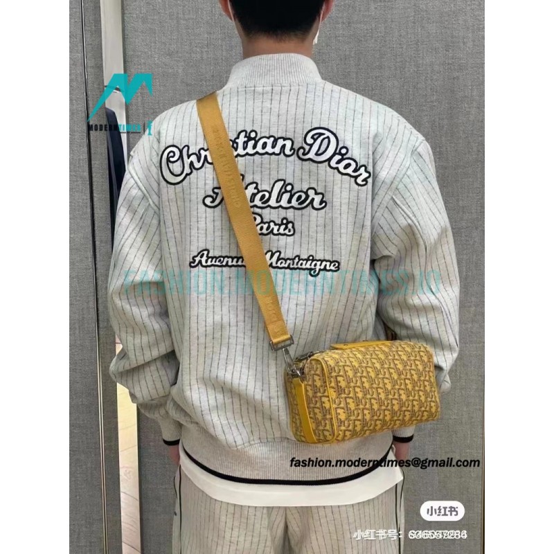 Dior - Vertical Strip Front And Back Embroidered Baseball Jacket 