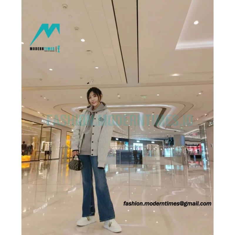 Dior - Vertical Strip Front And Back Embroidered Baseball Jacket 