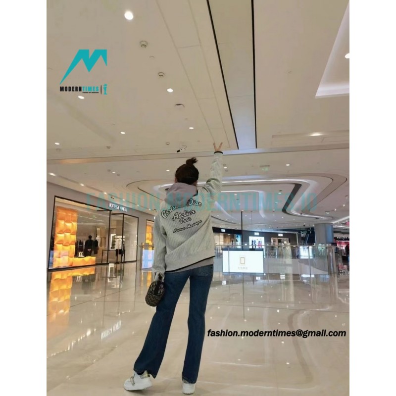 Dior - Vertical Strip Front And Back Embroidered Baseball Jacket 