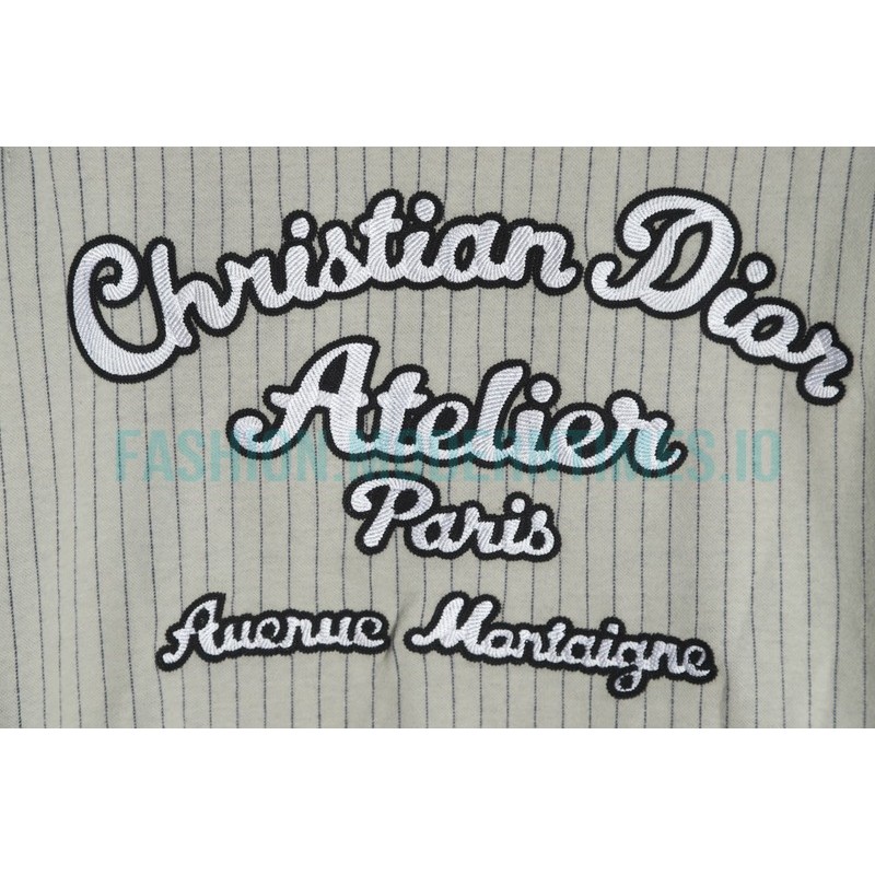 Dior - Vertical Strip Front And Back Embroidered Baseball Jacket 