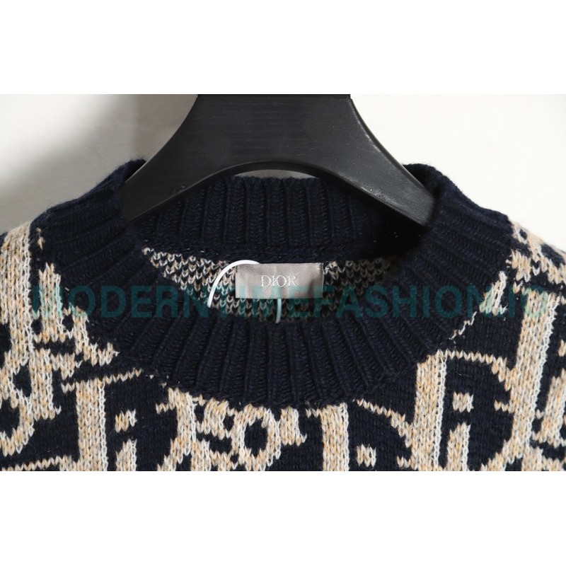 Dior - 22 New Full Print Jacquard Crewneck Sweater