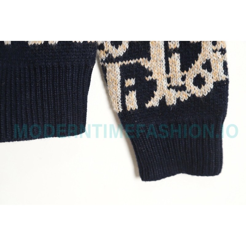 Dior - 22 New Full Print Jacquard Crewneck Sweater