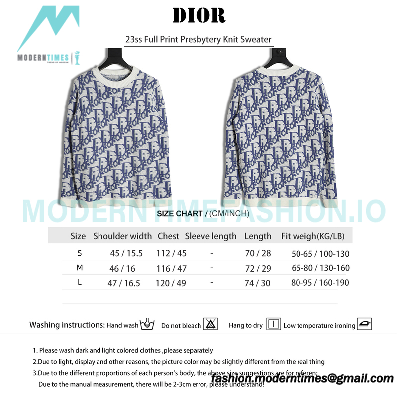 Dior - 23ss Full Print Presbytery Knit Sweater
