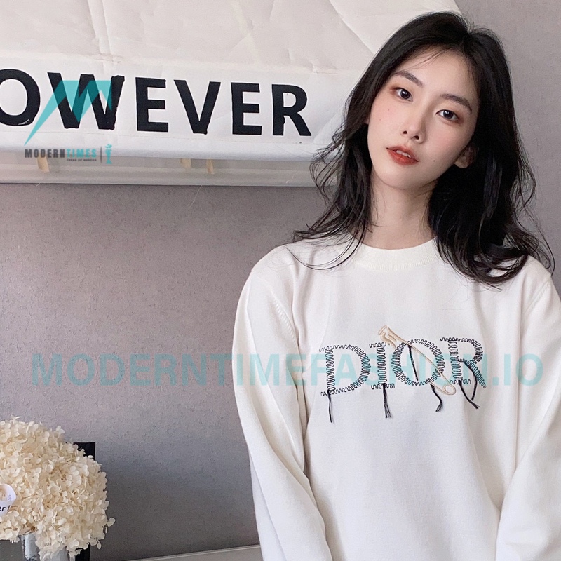 Dior - 23FW Embroidered Pin Fringe Knitted Sweater