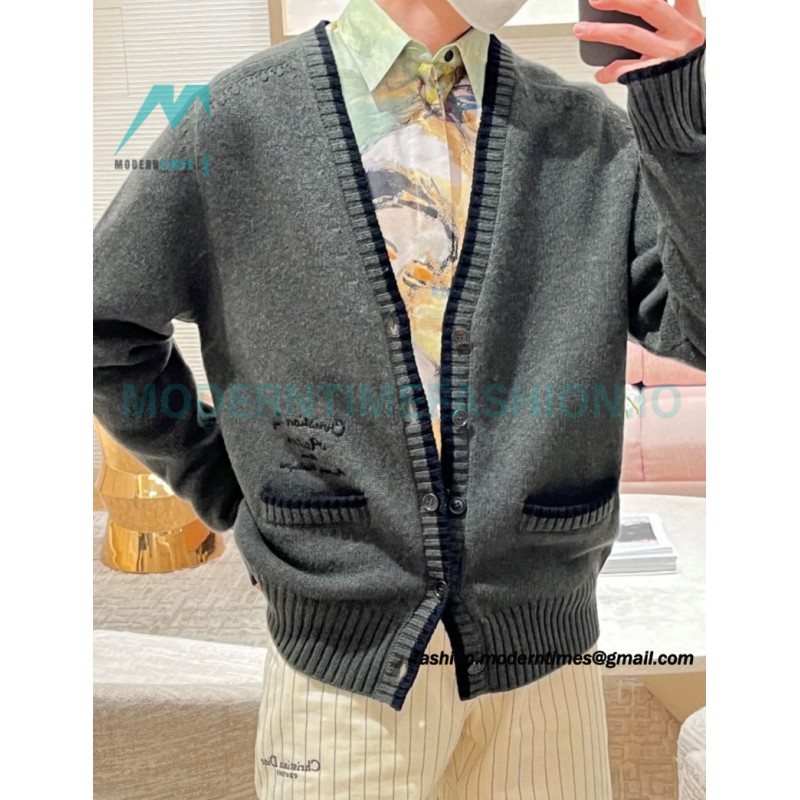 Dior - 23 New Arc Letter Embroidered Sweater Cardigan