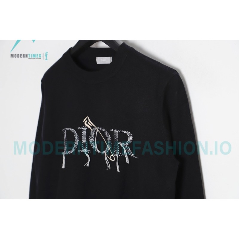 Dior - 23FW Embroidered Pin Fringe Knitted Sweater