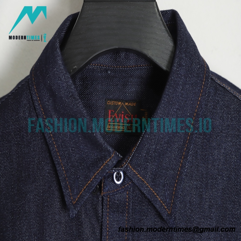 Evisu - 23fw Neptune Embroidered Big M Print Long Sleeve Shirt