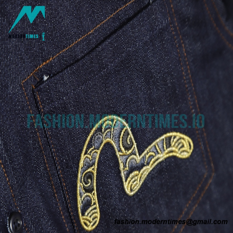 Evisu - 23fw Neptune Embroidered Big M Print Long Sleeve Shirt