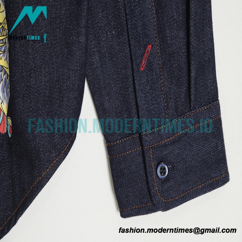 Evisu - 23fw Neptune Embroidered Big M Print Long Sleeve Shirt