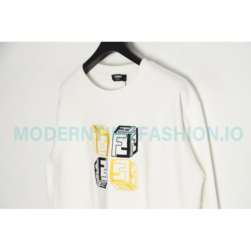 Fendi - Double F Embroidered Logo Round Neck Hoodie