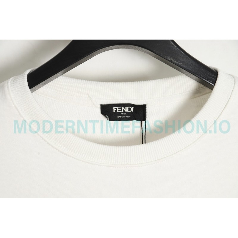 Fendi - Double F Embroidered Logo Round Neck Hoodie