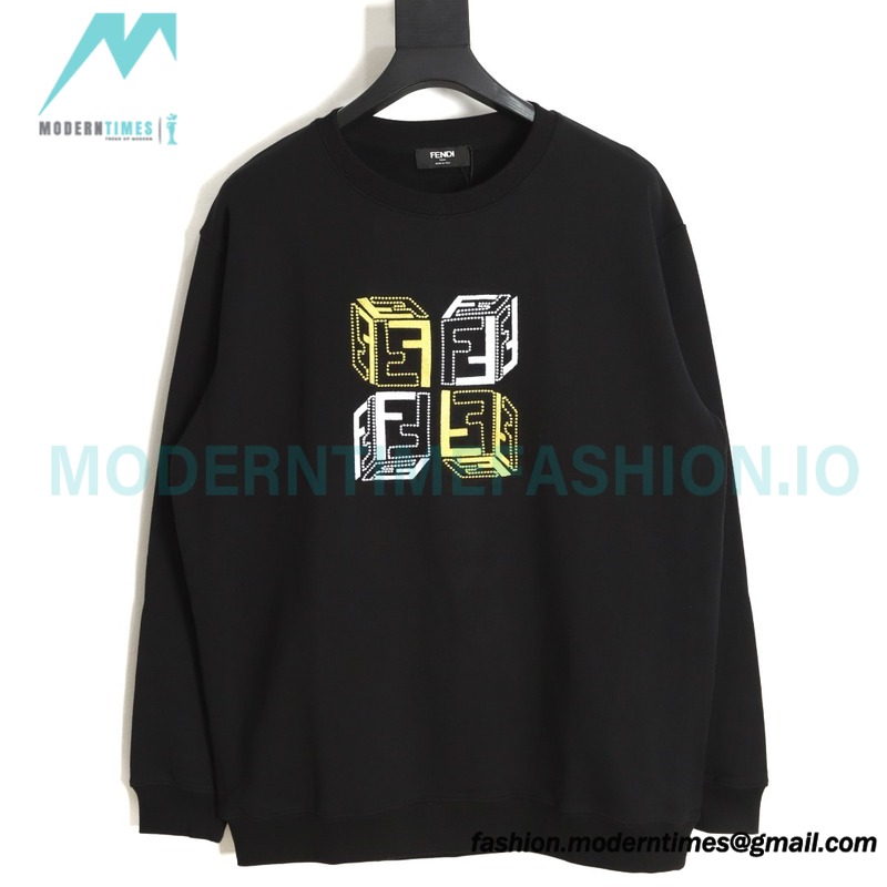 Fendi - Double F Embroidered Logo Round Neck Hoodie