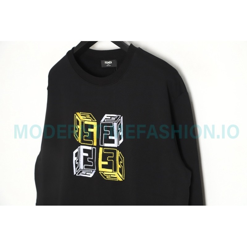 Fendi - Double F Embroidered Logo Round Neck Hoodie