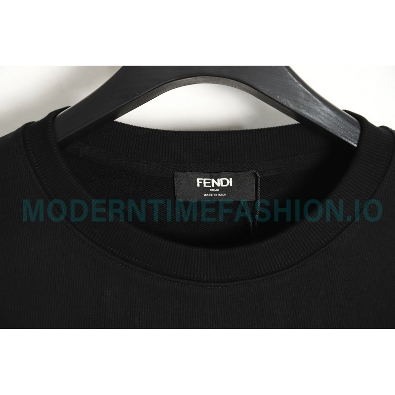 Fendi - Double F Embroidered Logo Round Neck Hoodie