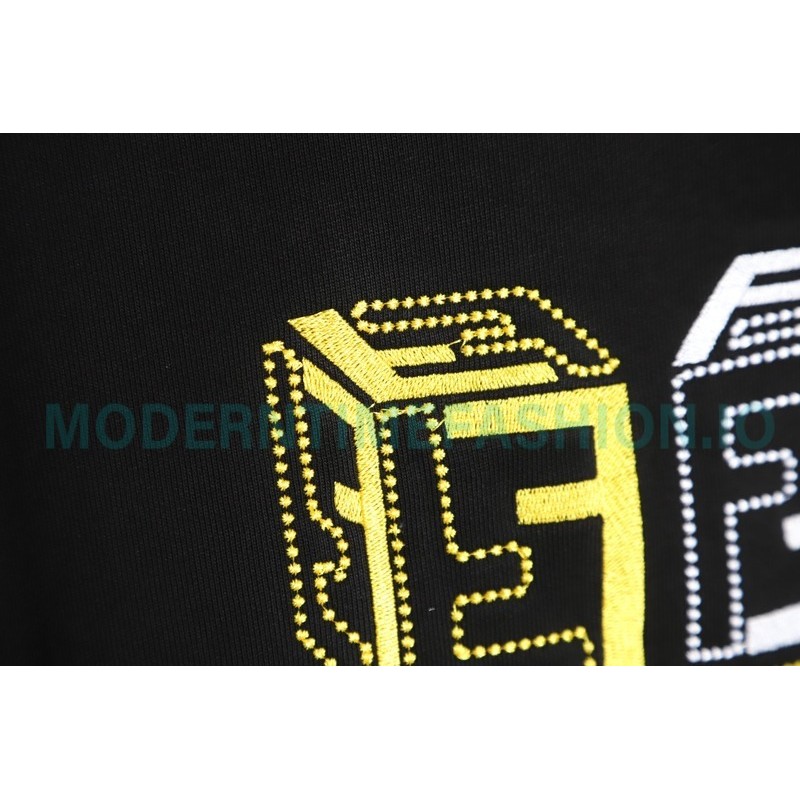 Fendi - Double F Embroidered Logo Round Neck Hoodie