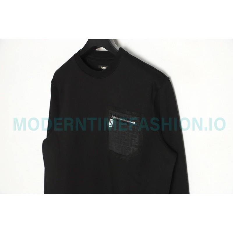 Fendi - 23FW Front FF Zipper Pocket Round Neck Hoodie