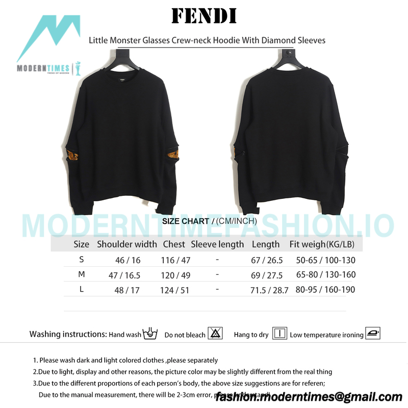 Fendi - Little Monster Glasses Crew-neck Hoodie With Diamond Sleeves