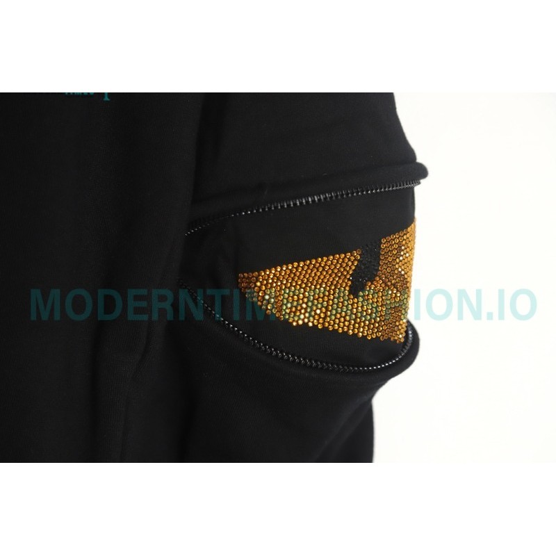 Fendi - Little Monster Glasses Crew-neck Hoodie With Diamond Sleeves