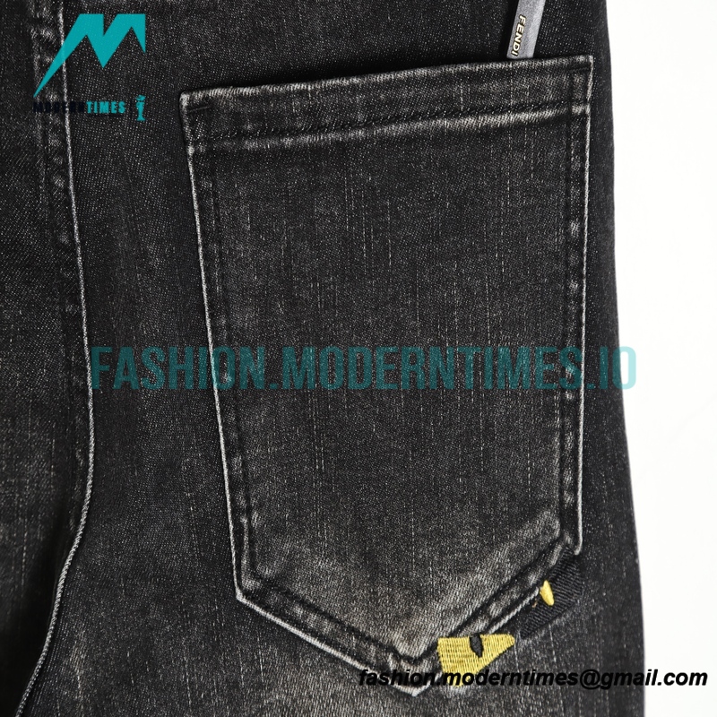 Fendi - Little Monster Embroidered Denim Pants