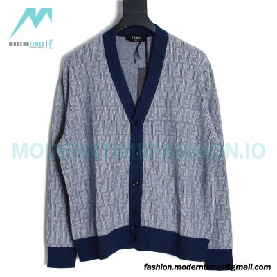 Fendi - 23FW FF Printed Wool Long Sleeve Knit Cardigan