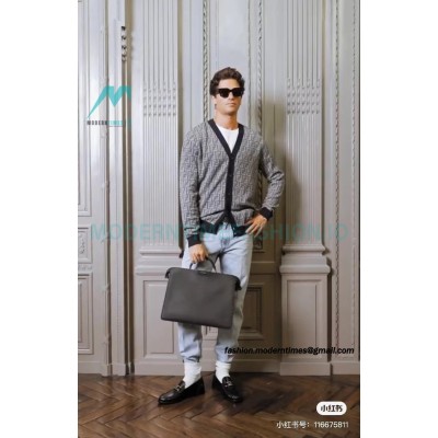 Fendi - 23FW FF Printed Wool Long Sleeve Knit Cardigan