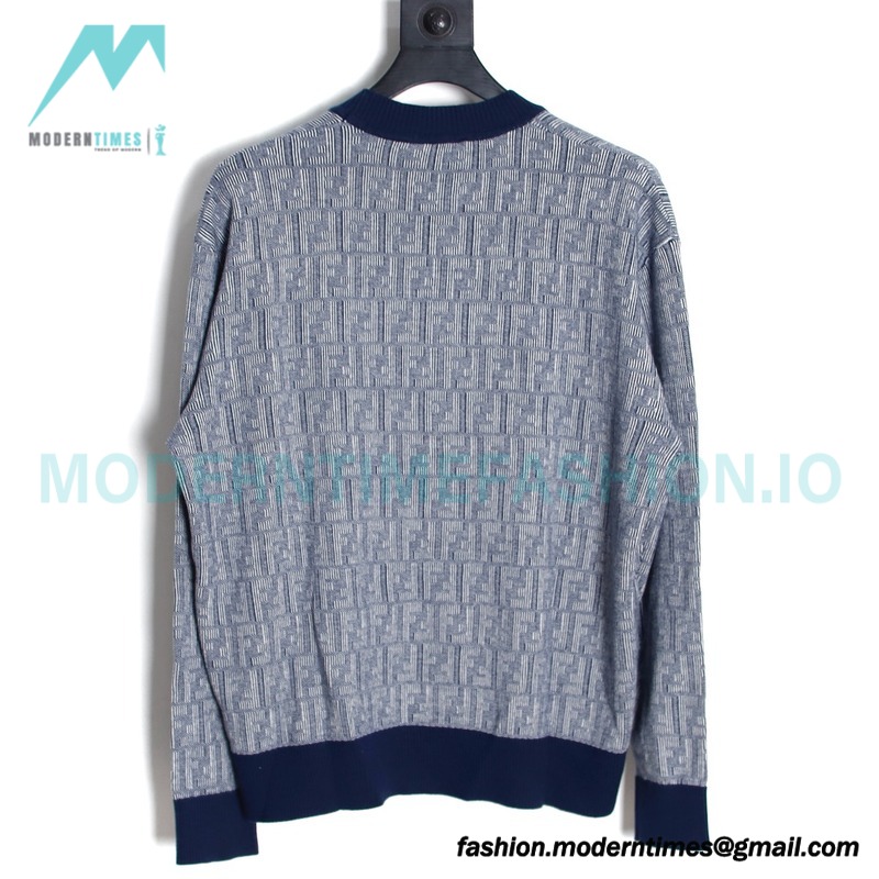 Fendi - 23FW FF Printed Wool Long Sleeve Knit Cardigan